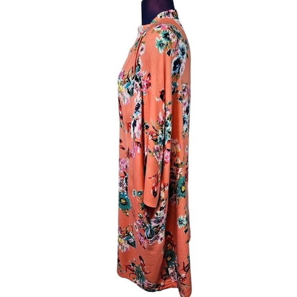 PinkBlush Coral Floral Rayon Kimono Robe Cover-Up Size Medium Women's - Picture 3 of 10